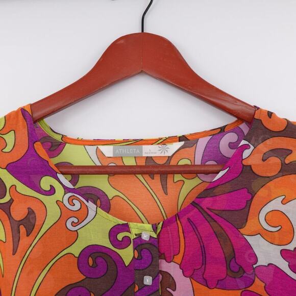 Athleta Dress Medium Multi Tunic Cover Up Mod Psychedelic Leaves Resort - Picture 3 of 14